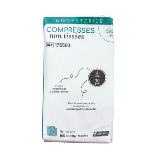 Compresse en non-tissé non stérile - 30g/m² - Boîte de 100